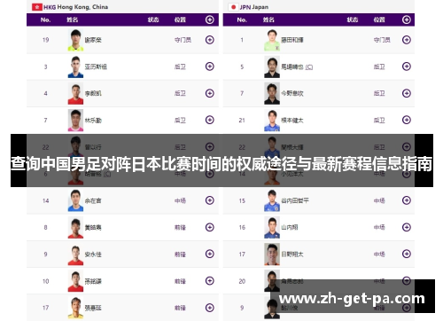 查询中国男足对阵日本比赛时间的权威途径与最新赛程信息指南